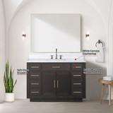 Lexora  LVA48SK111 Abbey 48 in W x 22 in D Brown Oak Single Bath Vanity, Carrara Marble Top, Faucet Set, and 46 in Mirror