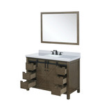 Lexora  LVM48SK311 Marsyas 48 in W x 22 in D Rustic Brown Bath Vanity, Cultured Marble Countertop, Faucet Set and 44 in Mirror