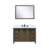Lexora Marsyas 48 inch W Rustic Brown Bath Vanity Cabinet, Cultured Marble Countertop, Faucet Set and 44 in Mirror