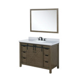 Lexora Marsyas 48 inch W Rustic Brown Bath Vanity Cabinet, Cultured Marble Countertop, Faucet Set and 44 in Mirror