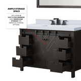 Lexora  LVM48SC311 Marsyas 48 in W x 22 in D Brown Bath Vanity, Cultured Marble Countertop, Faucet Set and 44 in Mirror