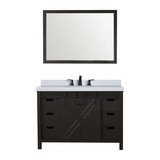 Lexora LVM48SC311 Marsyas 48 inch W Brown Bath Vanity Cabinet, Cultured Marble Countertop, Faucet Set and 44 in Mirror