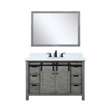 Lexora Marsyas 48 inch W Ash Grey Bath Vanity Cabinet, Cultured Marble Countertop, Faucet Set and 44 in Mirror
