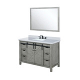 Lexora LVM48SH311 Marsyas 48 inch W Ash Grey Bath Vanity Cabinet, Cultured Marble Countertop, Faucet Set and 44 in Mirror