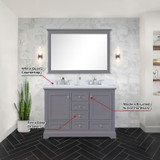 Lexora  LD342248DBWQM46F Dukes 48 in. W x 22 in. D Dark Grey Double Bath Vanity, White Quartz Top, Faucet Set, 46 in. Mirror