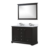Lexora  LVD48DG311 Dukes 48 in. W x 22 in. D Espresso Double Bath Vanity, Cultured Marble Top, Faucet Set, and 46 in. Mirror