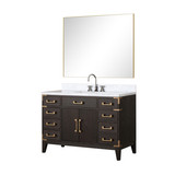 Lexora Laurel 48 inch W Brown Oak Vanity Cabinet, Carrara Marble Top, Faucet Set, and 46 in Mirror
