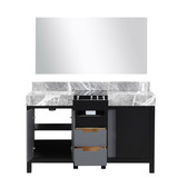 Lexora  LZ342255SLISM53 Zilara 55 in W x 22 in D Black and Grey Double Bath Vanity, Castle Grey Marble Top and 53 in Mirror