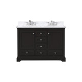 Lexora Dukes 48 in. W Espresso Double Sink Vanity Cabinet, Carrara Marble Top, and Faucet Set