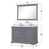 Lexora LVD48DB101 Dukes 48 in. W Dark Grey Double Sink Vanity Cabinet, Carrara Marble Top, and Faucet Set
