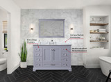 Lexora Dukes 48 in. W Dark Grey Double Sink Vanity Cabinet, Carrara Marble Top, and Faucet Set