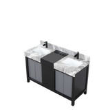 Lexora Zilara 55 inch W Black and Grey Double Sink Vanity Cabinet, Castle Grey Marble Top and Matte Black Faucet Set