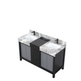 Lexora Zilara 55 inch W Black and Grey Double Sink Vanity Cabinet, Castle Grey Marble Top and Gun Metal Faucet Set
