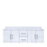 Lexora  LVG60DM200 Geneva 60 in. W x 22 in. D Glossy White Double Bath Vanity and White Quartz Top