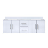 Lexora Geneva 60 in. W Glossy White Wall Mount Double Sink Vanity Cabinet and White Quartz Top