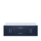 Lexora LVG60DE300 Geneva 60 in. W Navy Blue Wall Mount Double Sink Vanity Cabinet and Cultured Marble Top