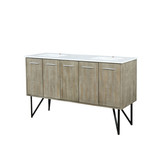 Lexora LLC60DKSOS000 Lancy 60 inch W x 20 in D Rustic Acacia Double Sink Vanity Cabinet and White Quartz Top