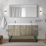 Lexora  LVLY60DRA300 Lancy 60 in W x 20 in D Rustic Acacia Double Bath Vanity and Cultured Marble Top