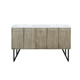 Lexora Lancy 60 inch W x 20 in D Rustic Acacia Double Sink Vanity Cabinet and Cultured Marble Top