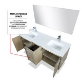 Lexora  LVFB60DK304 Fairbanks 60 in W x 20 in D Rustic Acacia Double Bath Vanity, Cultured Marble Top and Rose Gold Faucet Set
