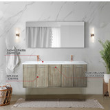 Lexora  LVFB60DK304 Fairbanks 60 in W x 20 in D Rustic Acacia Double Bath Vanity, Cultured Marble Top and Rose Gold Faucet Set