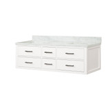 Lexora Castor 60 inch W White Double Sink Wall Hung Vanity Cabinet and Carrara Marble Top