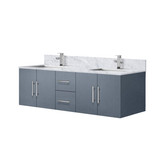 Lexora Geneva 60 in. W Dark Grey Wall Mount Double Sink Vanity Cabinet, Carrara Marble Top, and Faucet Set