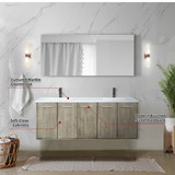 Lexora  LVFB60DK303 Fairbanks 60 in W x 20 in D Rustic Acacia Double Bath Vanity, Cultured Marble Top and Gun Metal Faucet Set