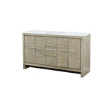 Lexora Lafarre 60 inch W x 20 in D Rustic Acacia Double Sink Vanity Cabinet and White Quartz Top