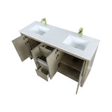 Lexora  LLF60DKSOD000FBN Lafarre 60 in W x 20 in D Rustic Acacia Double Bath Vanity, White Quartz Top and Brushed Nickel Faucet Set