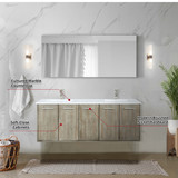 Lexora  LVFB60DK312 Fairbanks 60 in W x 20 in D Rustic Acacia Double Bath Vanity, Cultured Marble Top, Brushed Nickel Faucet Set and 55 in Mirror