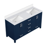 Lexora LJ342260DEWQ000 Jacques 60 in. W Navy Blue Double Sink Vanity Cabinet and White Quartz Top