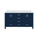 Lexora Jacques 60 in. W Navy Blue Bath Vanity Cabinet and Cultured Marble Top