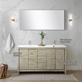 Lexora  LLF60DKSODM55FBN Lafarre 60 in W x 20 in D Rustic Acacia Double Bath Vanity, White Quartz Top, Brushed Nickel Faucet Set and 55 in Mirror