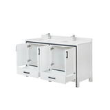 Lexora Ziva 60 inch W White Double Sink Vanity Cabinet, White Quartz Top and Faucet Set