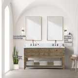 Lexora  LVN60DR110 Norwalk 60 in W x 22 in D Grey Oak Double Bath Vanity, Carrara Marble Top, and 28 in Mirrors