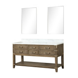 Lexora Norwalk 60 inch W Grey Oak Double Sink Vanity Cabinet, Carrara Marble Top, and 28 in Mirrors