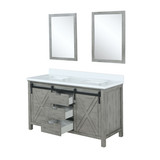 Lexora  LVM60DH310 Marsyas 60 in W x 22 in D Ash Grey Double Bath Vanity, Cultured Marble Countertop and 24 in Mirrors