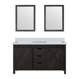 Lexora Marsyas 60 inch W Brown Double Sink Vanity Cabinet, Cultured Marble Countertop and 24 in Mirrors