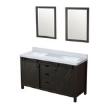 Lexora Marsyas 60 inch W Brown Double Sink Vanity Cabinet, Cultured Marble Countertop and 24 in Mirrors