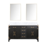 Lexora Laurel 60 inch W Black Oak Double Sink Vanity Cabinet, Carrara Marble Top, and 28 in Mirrors