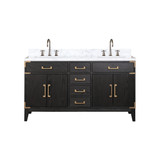 Lexora LVL60DJ101 Laurel 60 inch W Black Oak Double Sink Vanity Cabinet, Carrara Marble Top, and Faucet Set