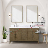 Lexora  LVL60DR101 Laurel 60 in W x 22 in D Grey Oak Double Bath Vanity, Carrara Marble Top, and Faucet Set