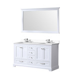 Lexora Dukes 60 in. W White Double Sink Vanity Cabinet, Cultured Marble Top, Faucet Set, and 58 in. Mirror
