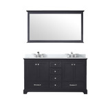 Lexora Dukes 60 in. W Espresso Double Sink Vanity Cabinet, Cultured Marble Top, Faucet Set, and 58 in. Mirror