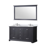 Lexora Dukes 60 in. W Espresso Double Sink Vanity Cabinet, Cultured Marble Top, Faucet Set, and 58 in. Mirror
