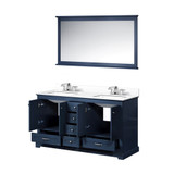 Lexora  LVD60DE311 Dukes 60 in. W x 22 in. D Navy Blue Double Bath Vanity, Cultured Marble Top, Faucet Set, and 58 in. Mirror