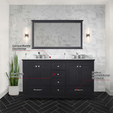 Lexora Dukes 60 in. W Espresso Double Sink Vanity Cabinet, Carrara Marble Top, and Faucet Set