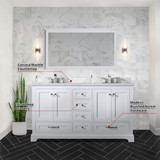 Lexora  LVD60DA101 Dukes 60 in. W x 22 in. D White Double Bath Vanity, Carrara Marble Top, and Faucet Set