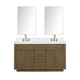 Lexora LVA60DR111 Abbey 60 inch W Grey Oak Double Sink Vanity Cabinet, Carrara Marble Top, Faucet Set, and 28 in Mirrors